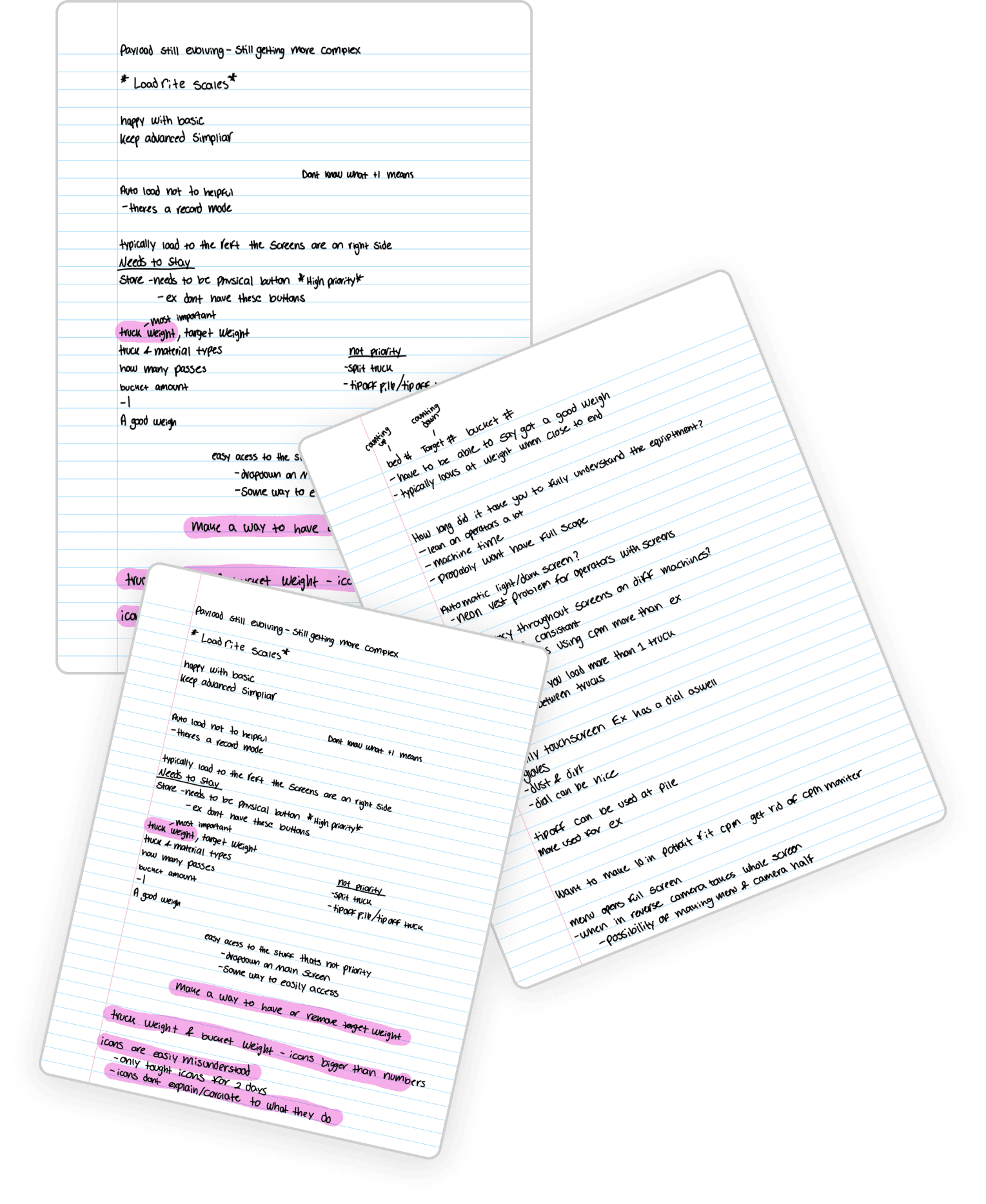 Operator interview notes and photos