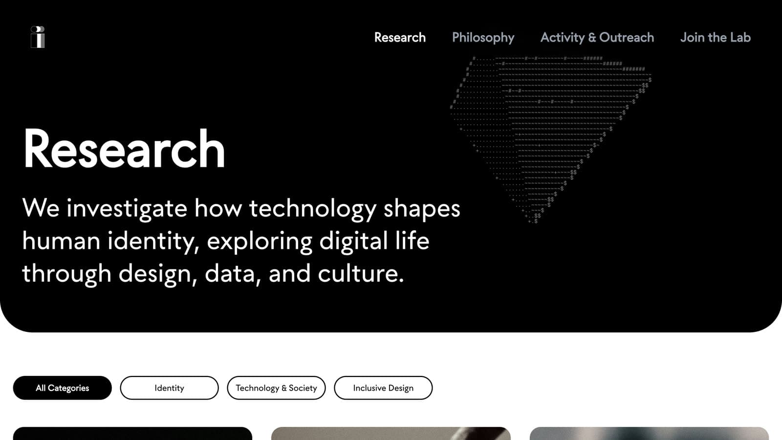 The Research section as built, where publications are browsable in one place.