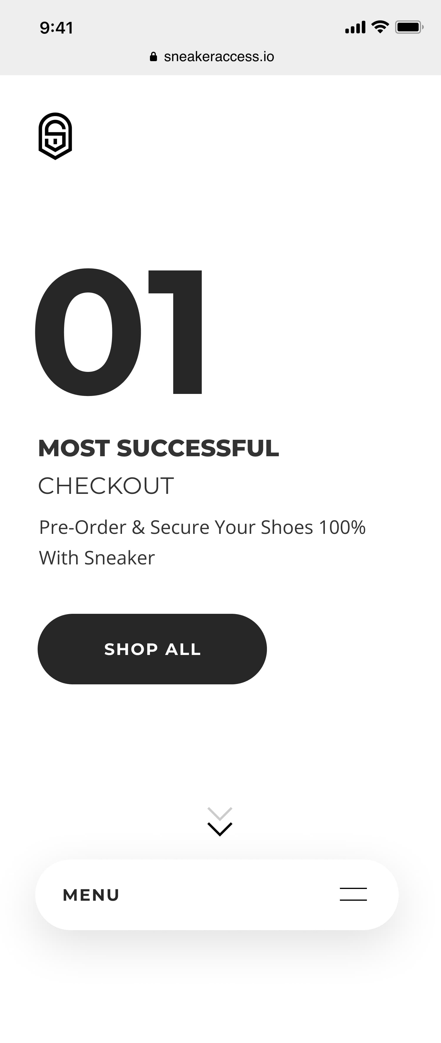 Sneaker Access mobile home screen mockup.