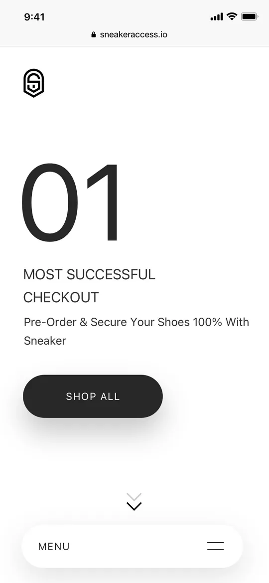 Sneaker Access mobile Home screen.