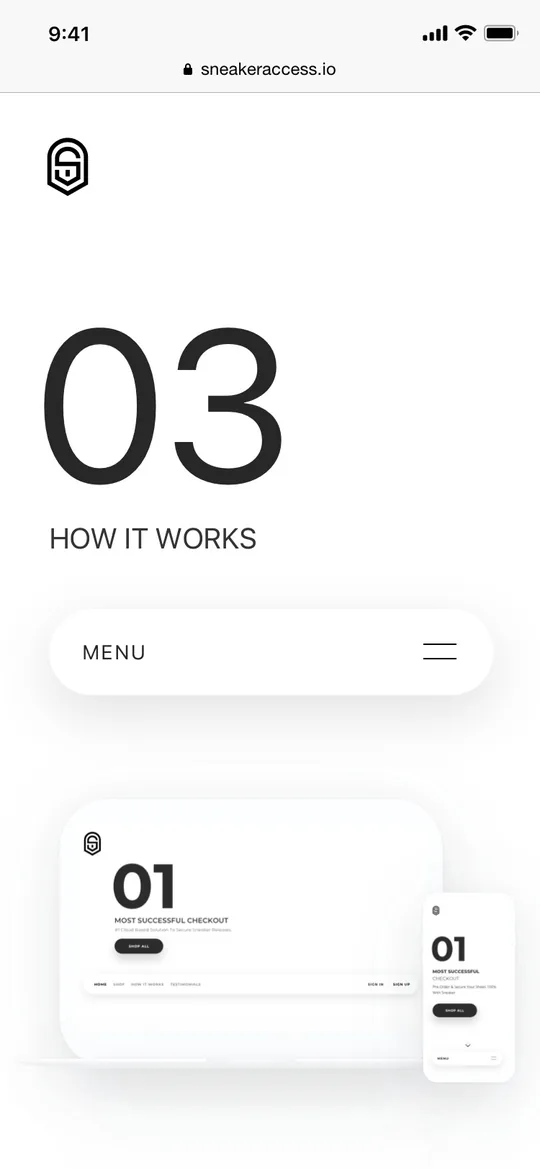 Sneaker Access mobile How It Works screen.