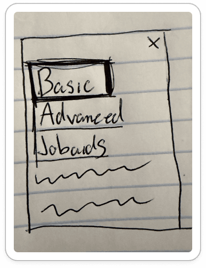 Navigation menu wireframe sketch variation